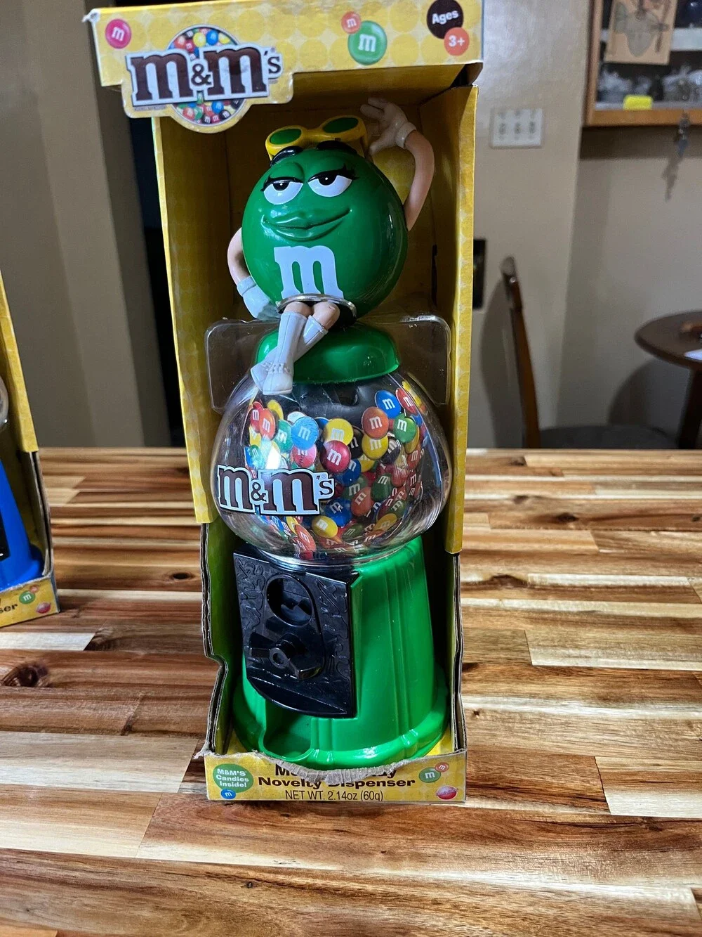 M&M's Candy Novelty Dispenser 2.14 oz Green Plastic Coin Bank